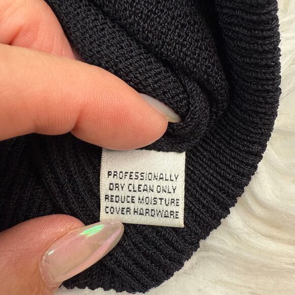 St. John Basics Santana Knit Black Cardigan Size S Jeweled Buttons Shoulder Pads - Picture 15 of 16